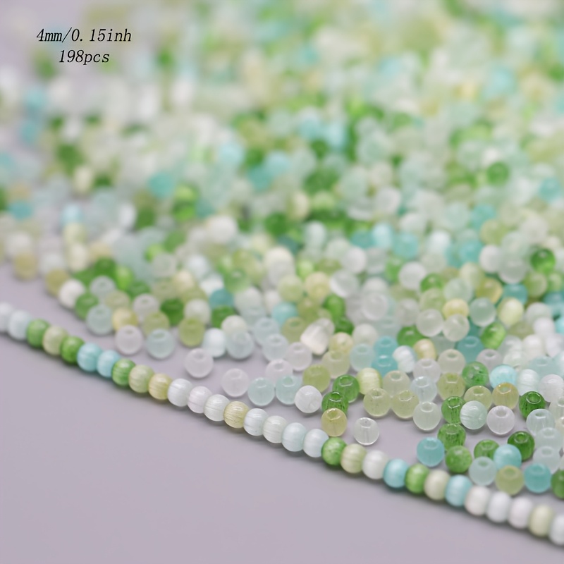 198pcs Mixed Color Glass Cat Eye Beads for Jewellery Making